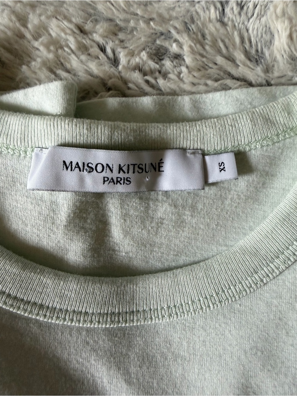 MAISON KITSUNE Mint Green Dog Tee with Multicolor Fox Motif - Picture 2 of 4